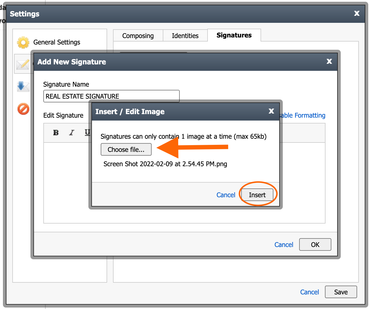 SETTINGS Adding a Signature in Realtracs Webmail